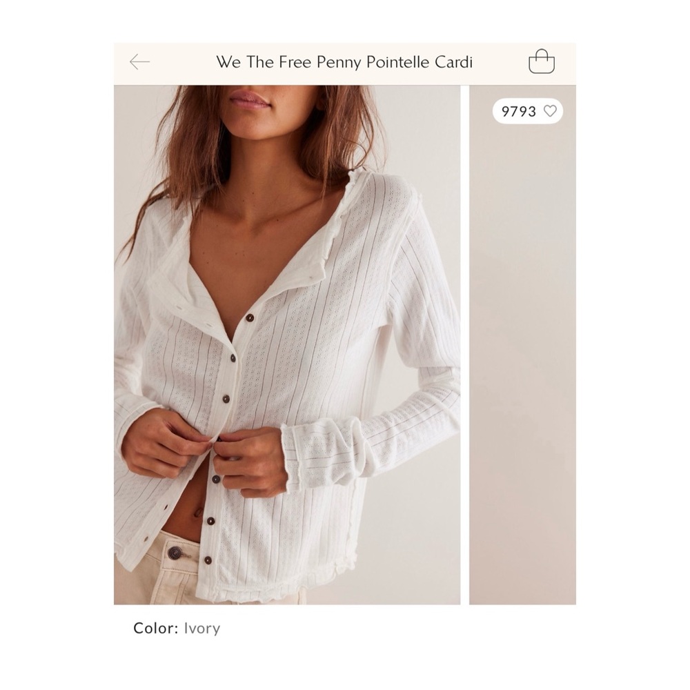 We The Free Cream Ribbed Button Down Shirt Long Sleeve